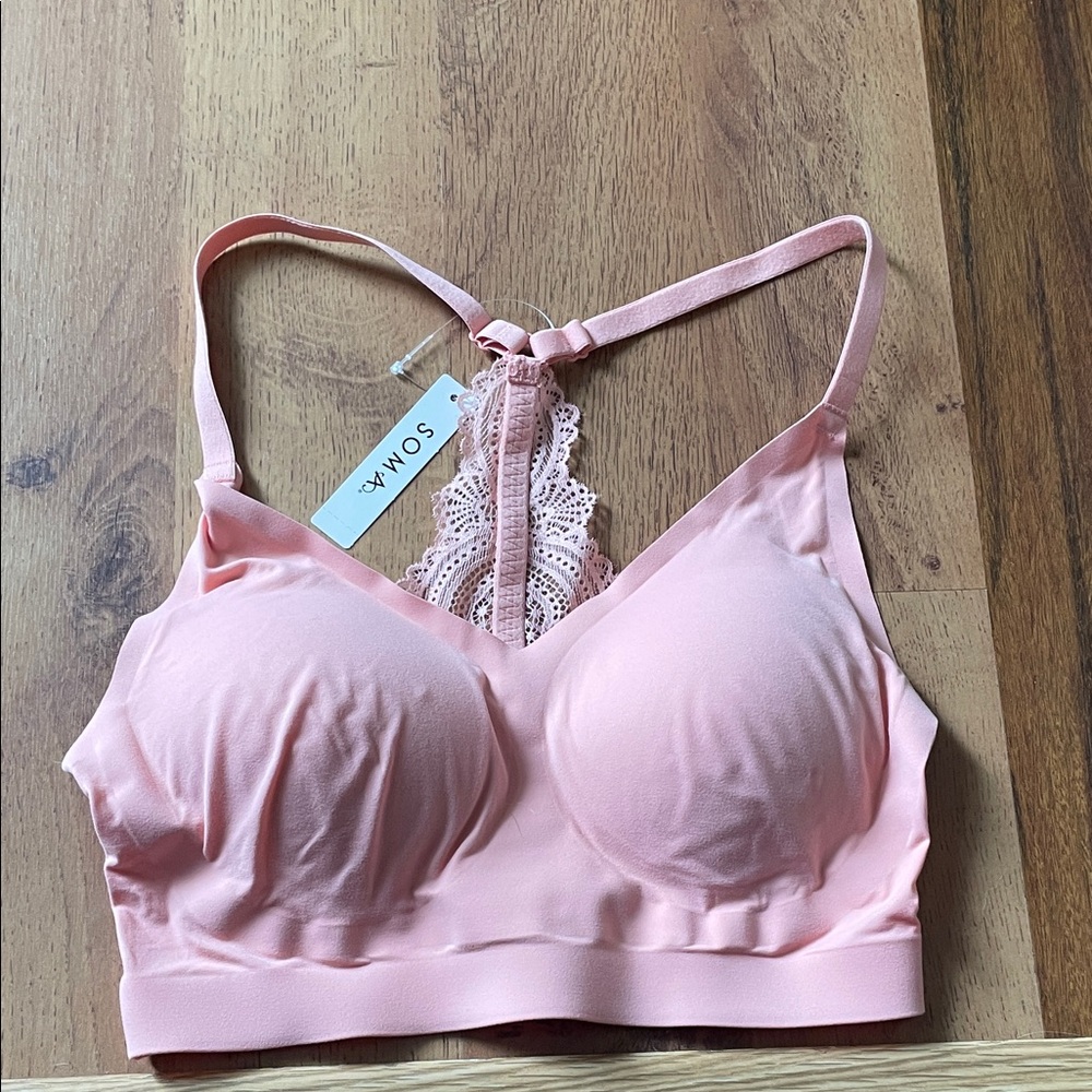 Soma Soft Pink Lace Accent Bralette Enbliss